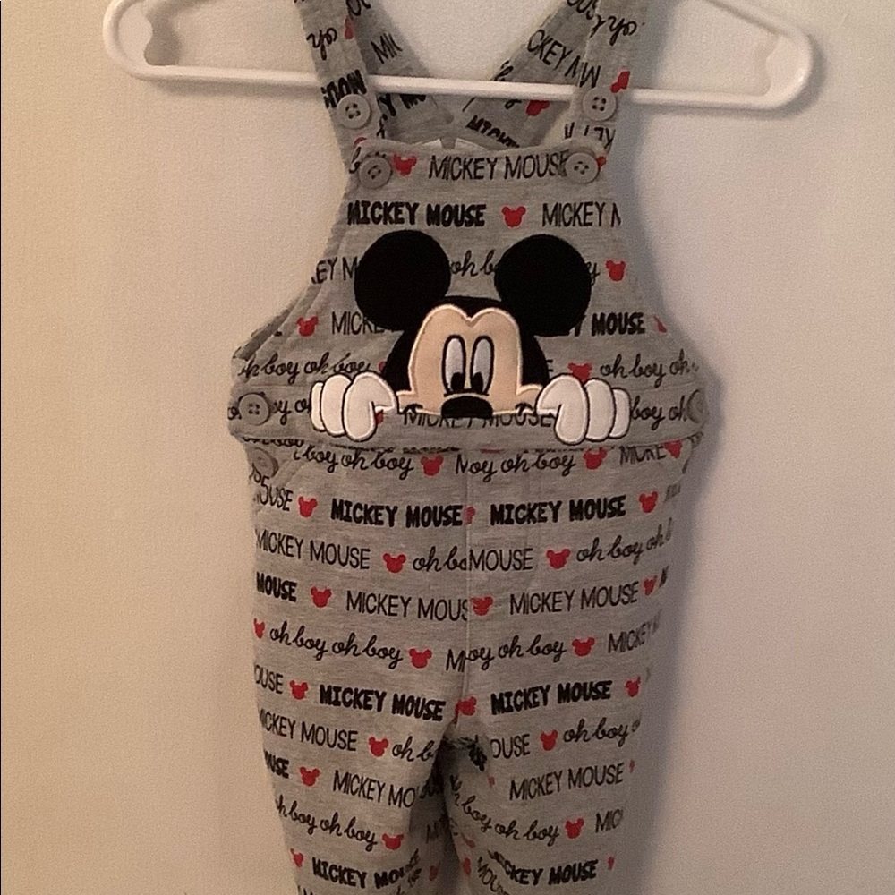 Disney “Mickey” overall onesie. Size 0-3M